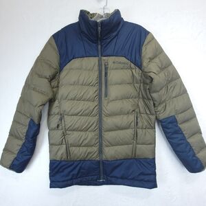 Columbia Men’s Small Autumn Park Down Jacket Two Toned Green/Navy Blue